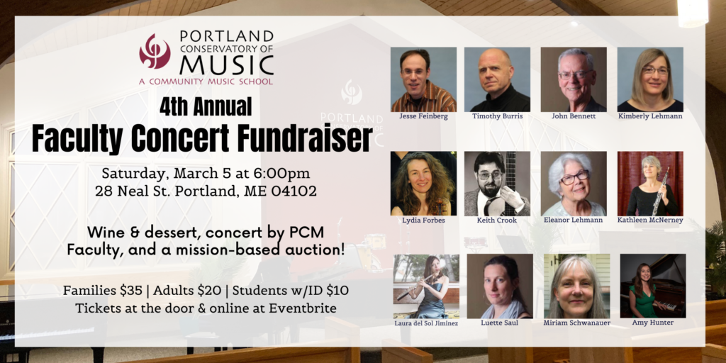 Portland Conservatory of Music: 4th Annual Faculty Concert Fundraiser